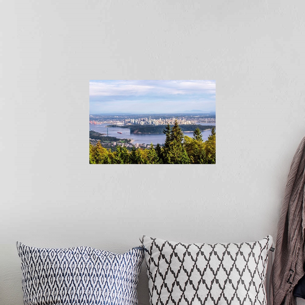 A bohemian room featuring Aerial view of Vancouver in British Columbia, Canada.