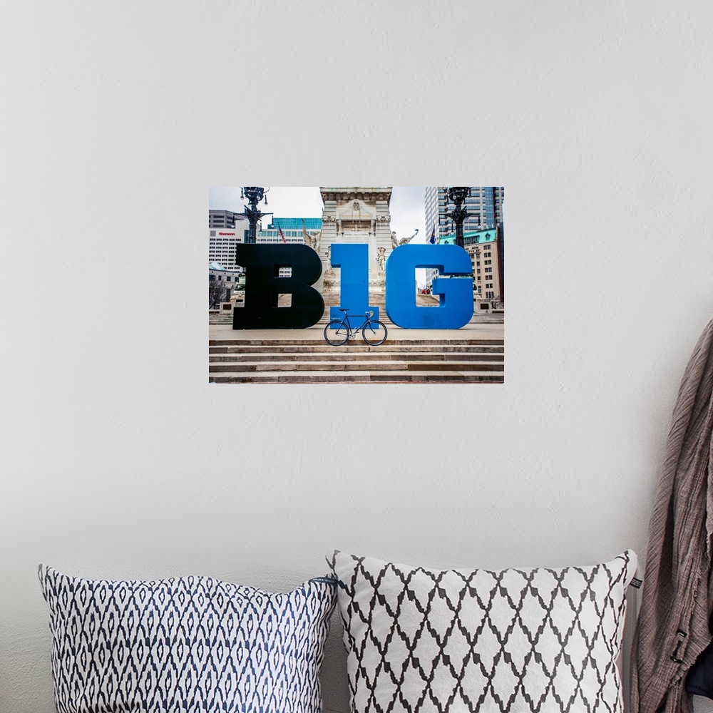 A bohemian room featuring Photo of the Big Ten Display on Monument Circle in Indianapolis, Indiana.