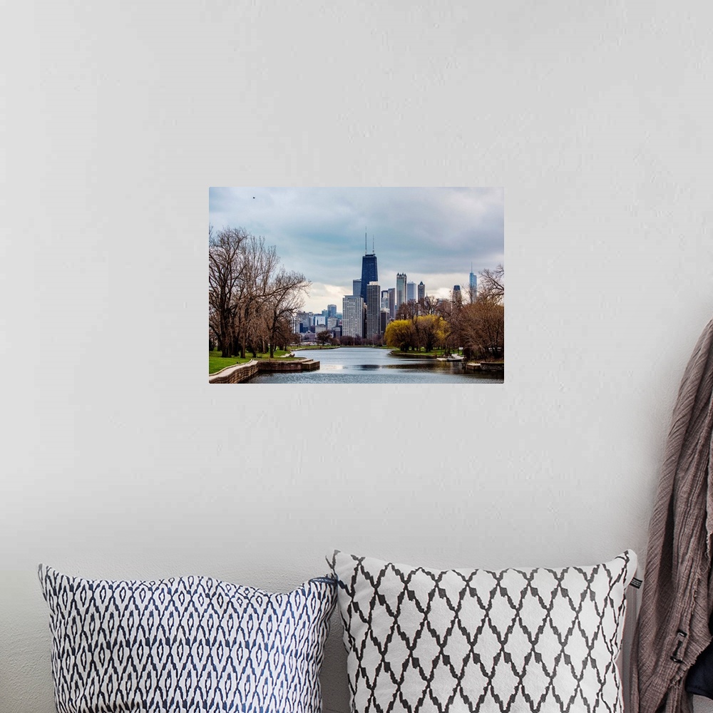 A bohemian room featuring View of Chicago Skyline from South Lagoon.