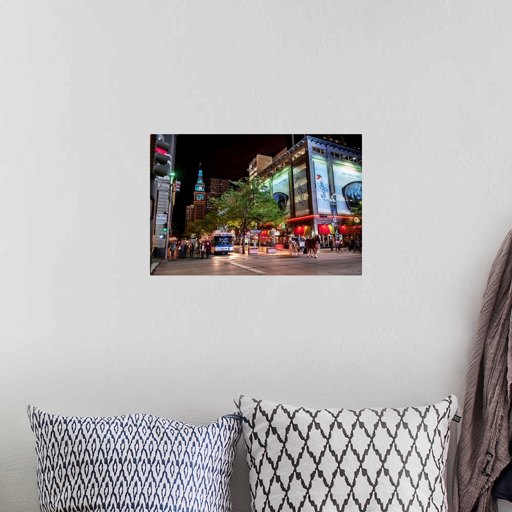 A bohemian room featuring Photo of downtown Denver with view of the Historic Daniels and Fisher Tower.