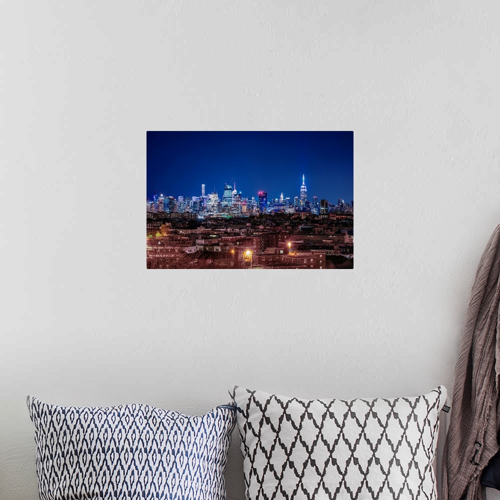 A bohemian room featuring View of downtown New York from the west side over the Hudson River.