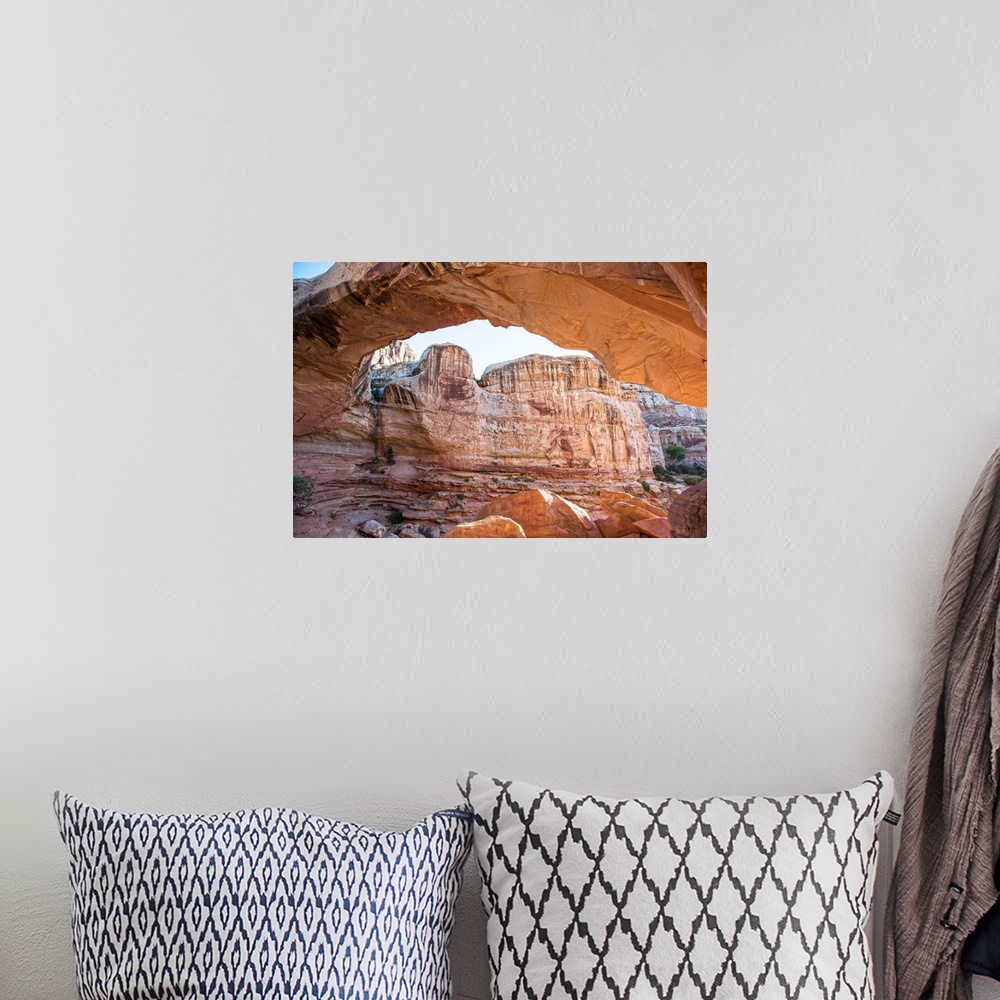 A bohemian room featuring Hickman Bridge arch at Capitol Reef National Park in Utah.