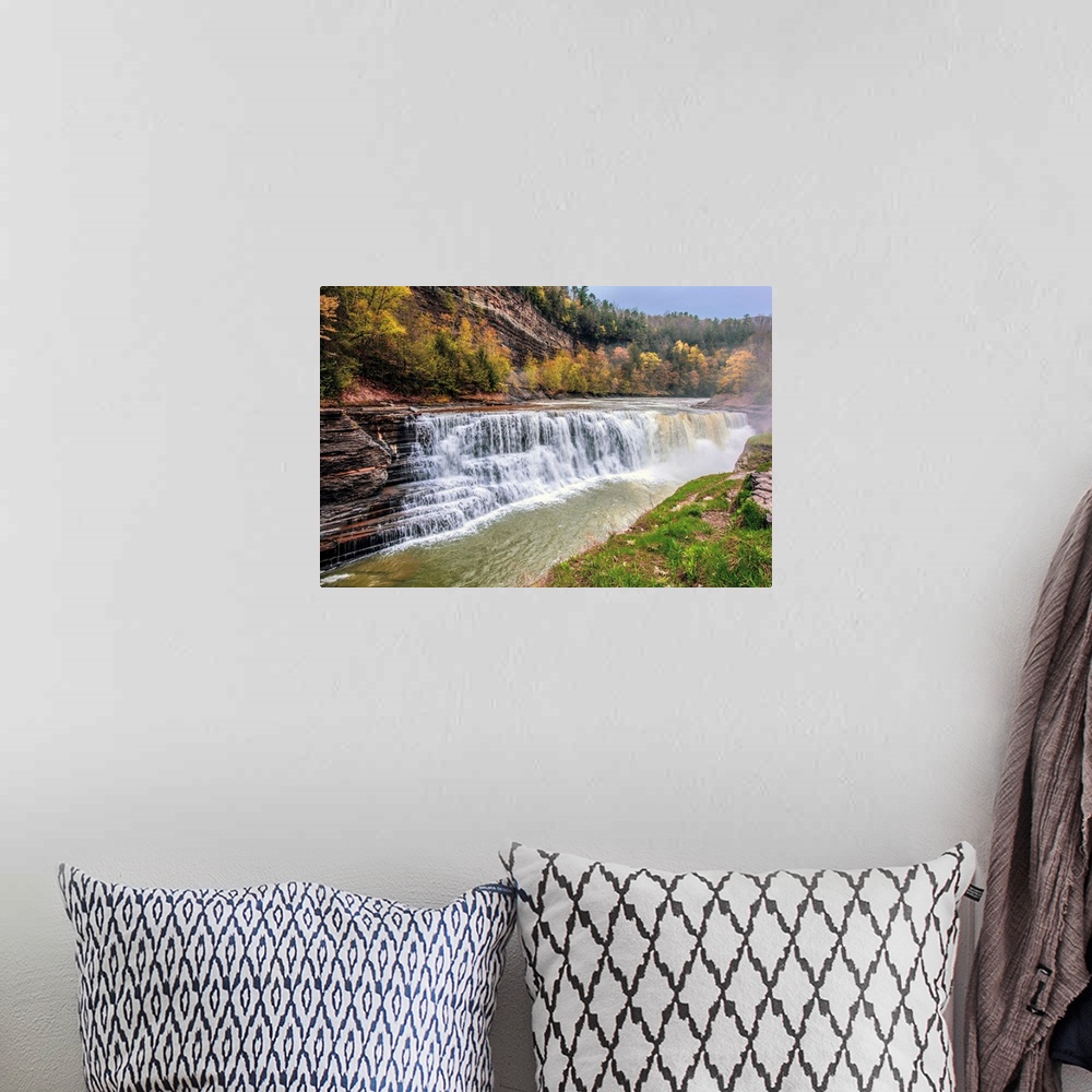 A bohemian room featuring View of lower falls of the Genesee River in Letchworth State Park, New York.