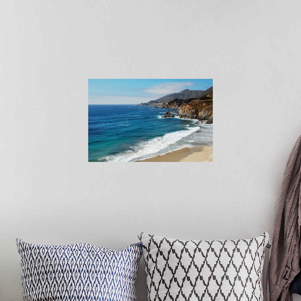 A bohemian room featuring View of Rocky Creek Bridge beach shore in Monterey County, California.