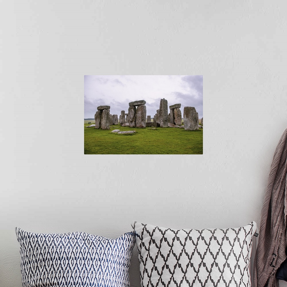 A bohemian room featuring Photograph of Stonehenge, a prehistoric monument and now a historic landmark in Wiltshire, Englan...