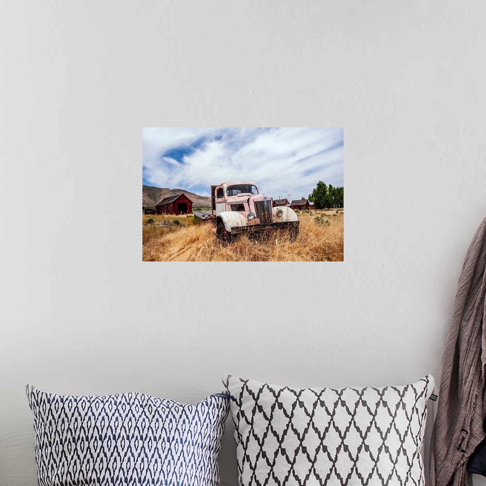 A bohemian room featuring View of a vintage truck near Lake Tahoe in California and Nevada.