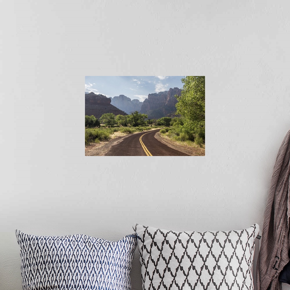 A bohemian room featuring View of Zion National Parks large red canyons from a winding road.