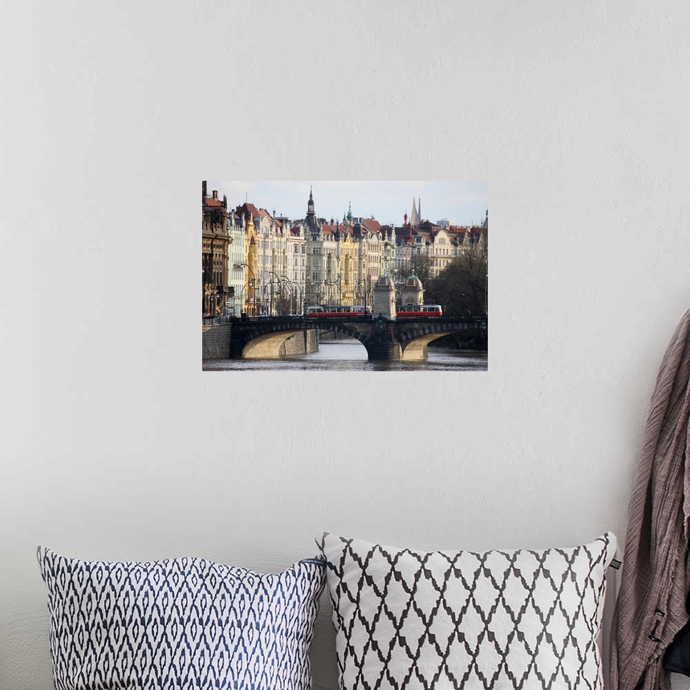 A bohemian room featuring Across the River Vltava and the colourful baroque houses, Prague, Czech Republic