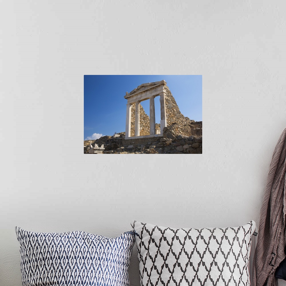 A bohemian room featuring Archaeological remains of the Temple of Isis, Delos, UNESCO World Heritage Site, Cyclades Islands...