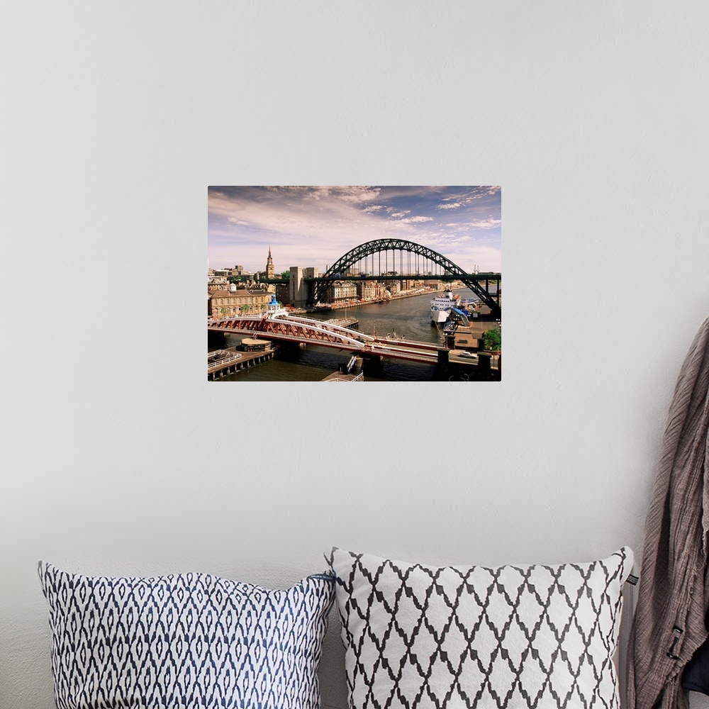 A bohemian room featuring Bridges across the River Tyne, Newcastle-upon-Tyne, England
