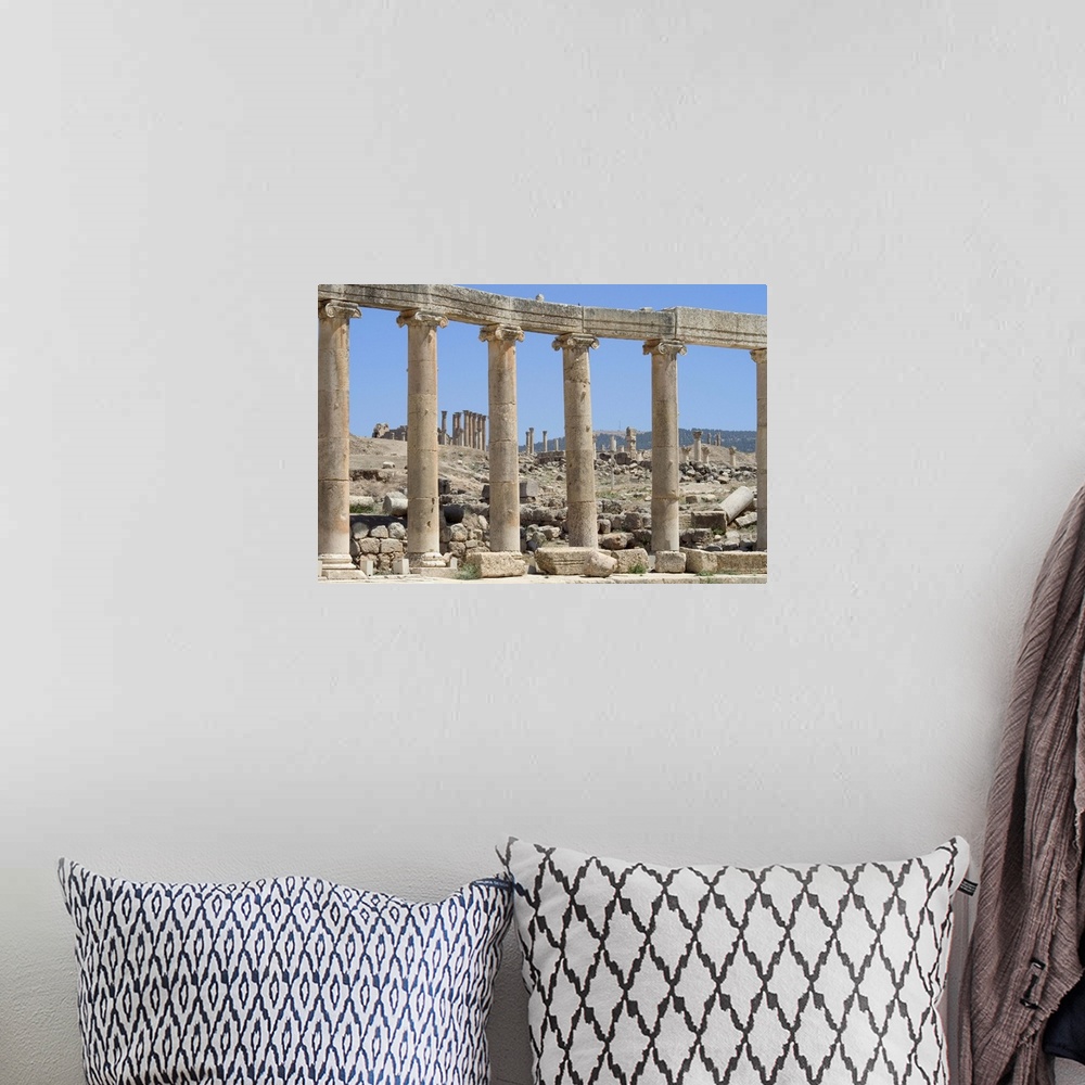 A bohemian room featuring Cardo Maximus colonnaded street, Roman city, Jerash, Jordan