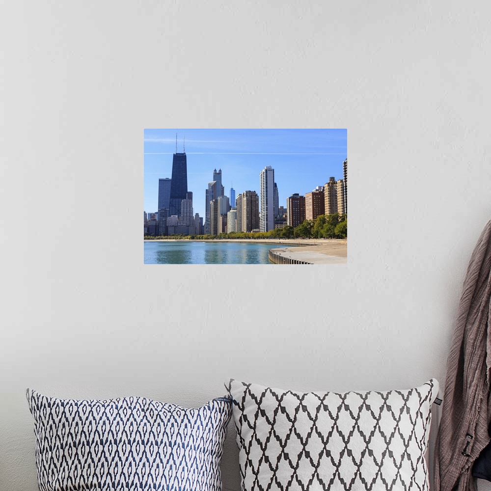 A bohemian room featuring Chicago cityscape from North Avenue Beach, Chicago, Illinois