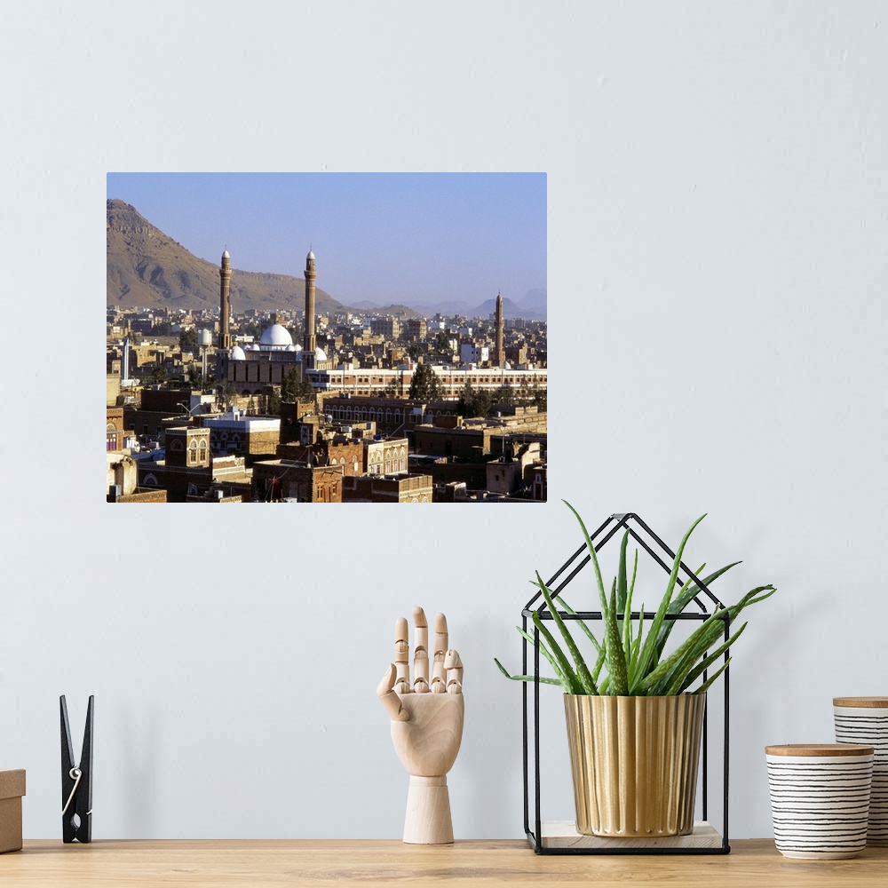 A bohemian room featuring Cityscape of Sanaa, Yemen, Middle East.