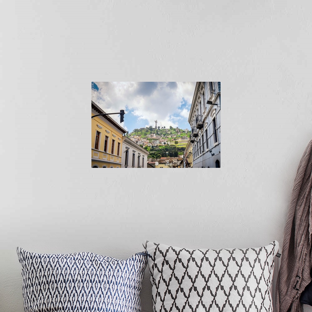 A bohemian room featuring Cityscape with the Panecillo in the background, Quito, Ecuador