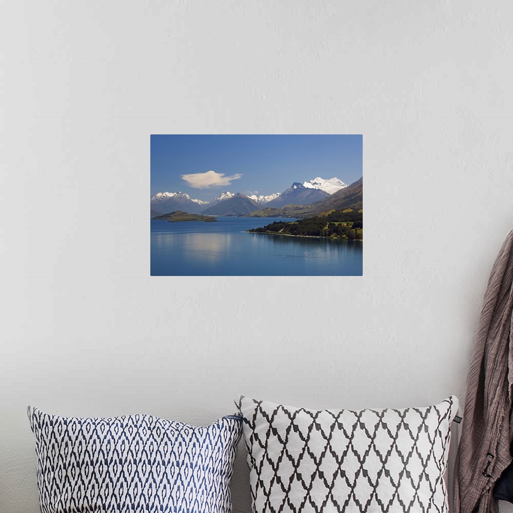 A bohemian room featuring Clear waters of Lake Wakatipu near Queenstown, Otago, South Island, New Zealand