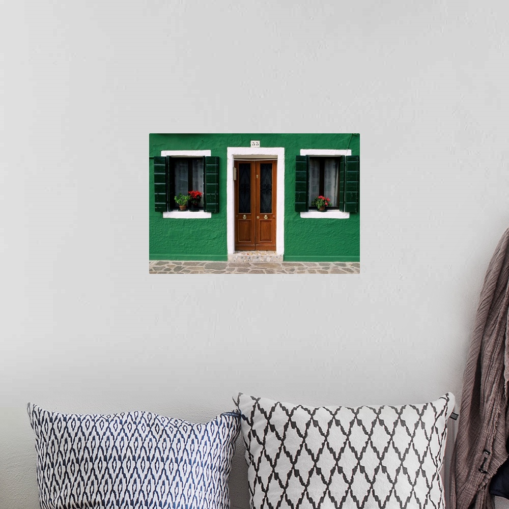 A bohemian room featuring Door and windows of a house, Burano, Venice, Veneto, Italy