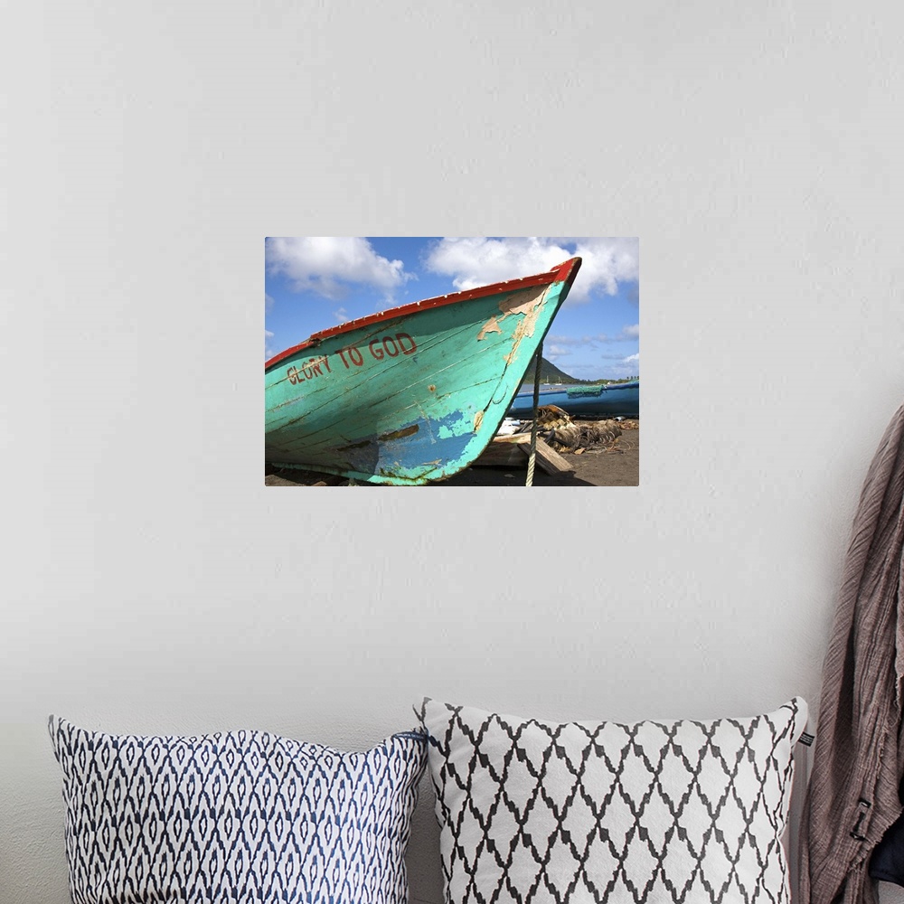 A bohemian room featuring Fishing boat, Prince Rupert Bay, Portsmouth, Dominica, Windward Islands, Caribbean