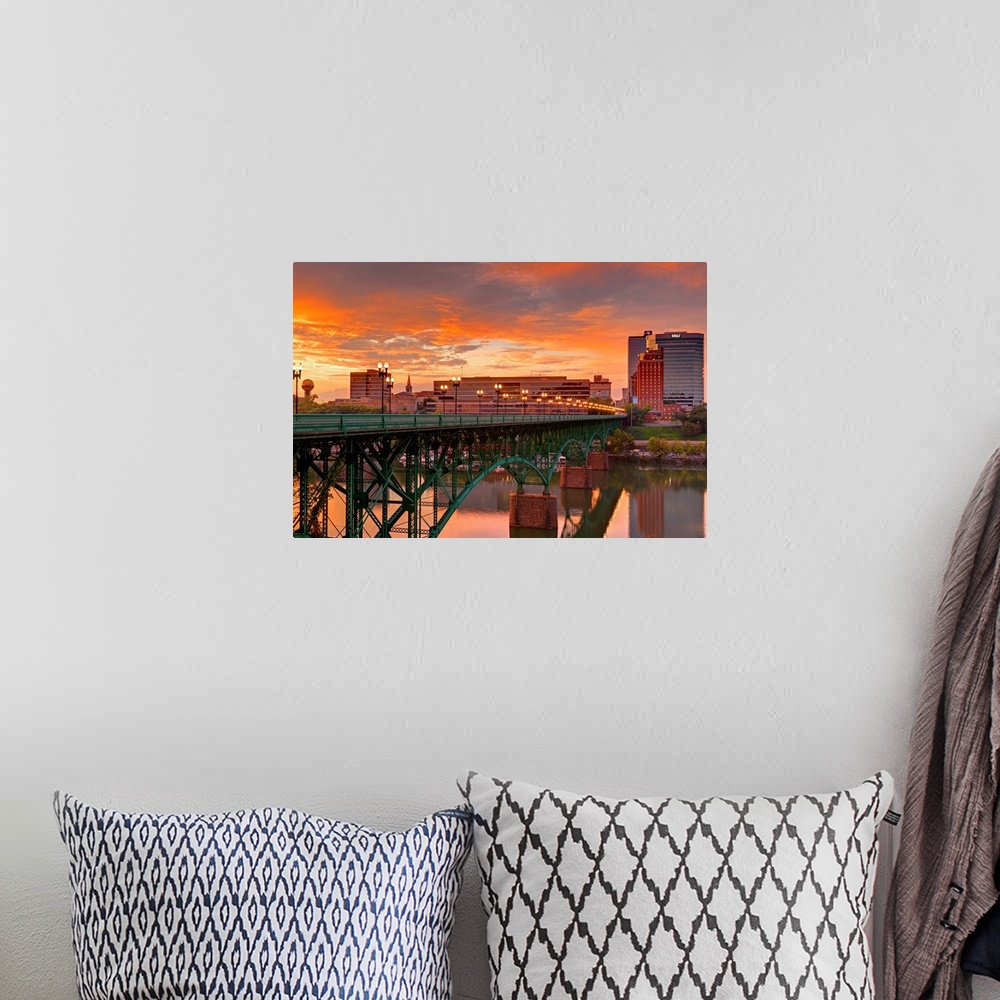 A bohemian room featuring Gay Street Bridge and Tennessee River, Knoxville, Tennessee, USA