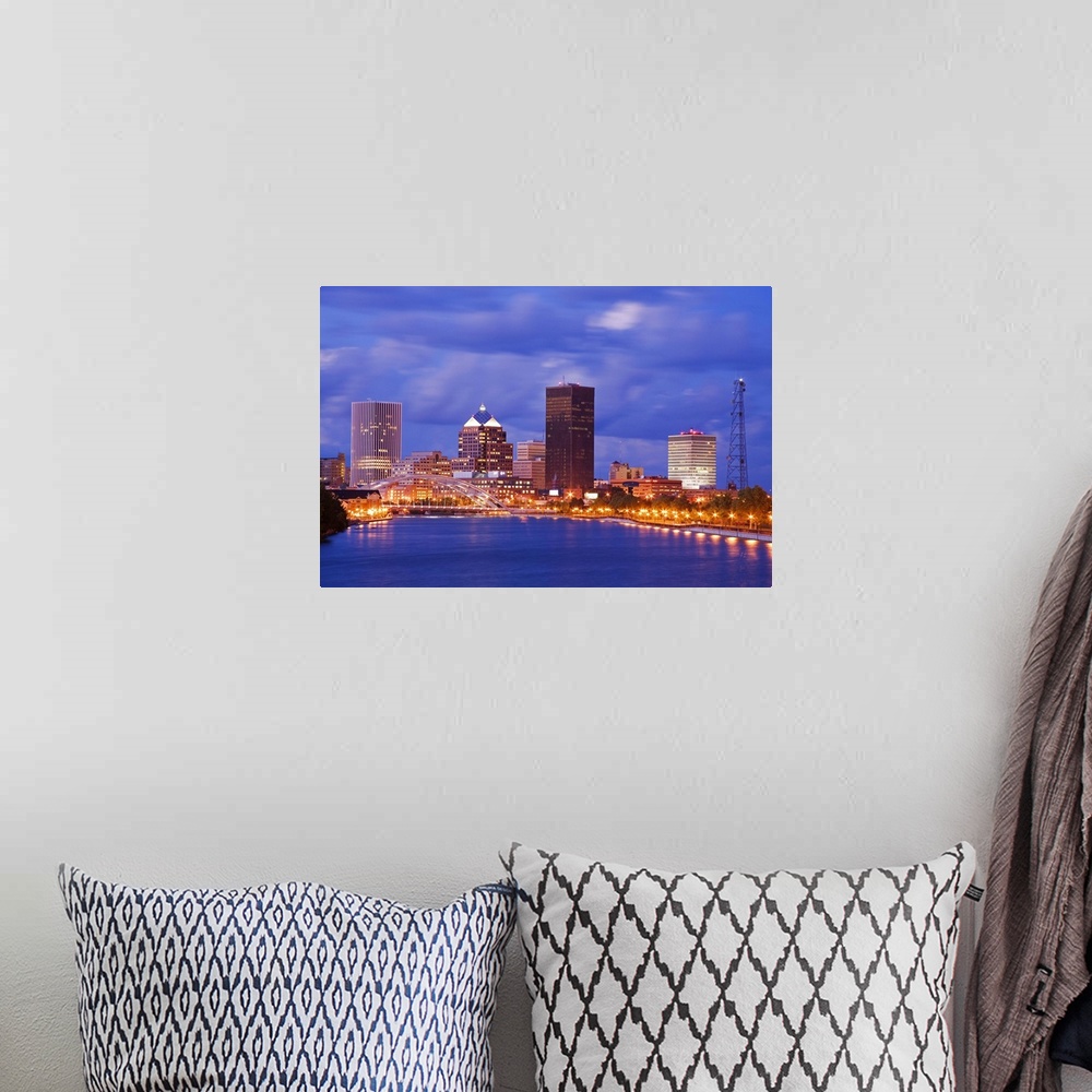 A bohemian room featuring Genesee River and Rochester skyline, New York State