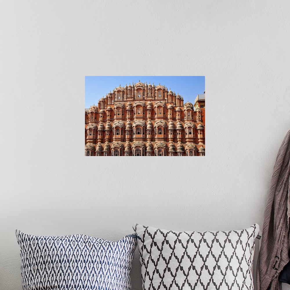 A bohemian room featuring Hawa Mahal (Palace of Winds), built in 1799, Jaipur, Rajasthan, India, Asia.