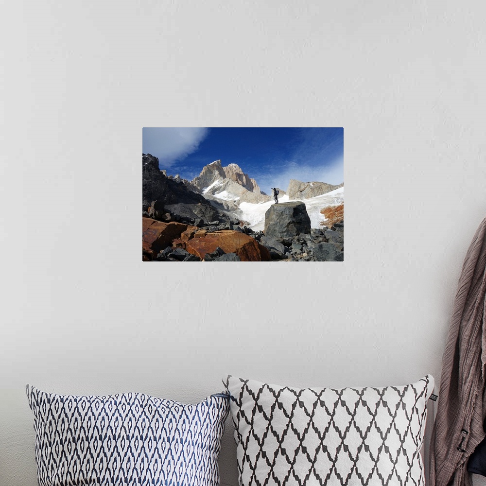 A bohemian room featuring Looking up towards Monte Fitz Roy, El Chalten Massif, Argentine Patagonia, Argentina