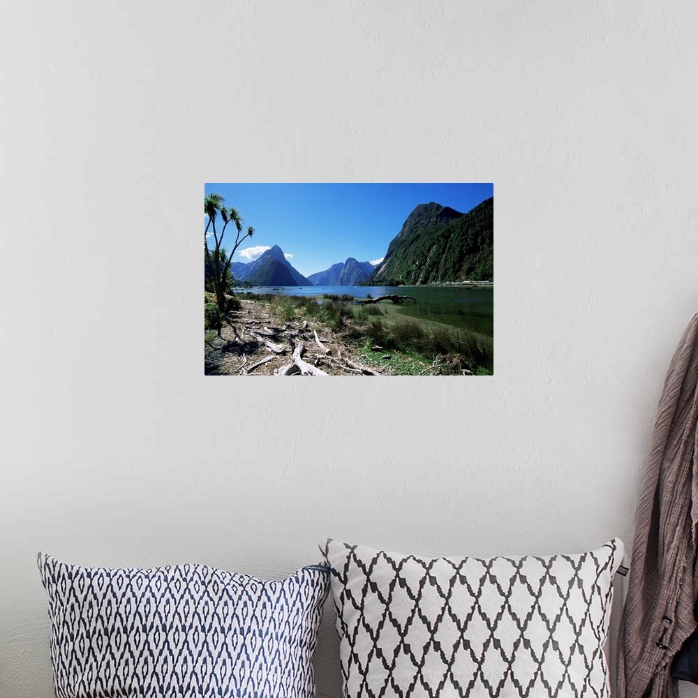A bohemian room featuring Mitre Peak, Milford Sound, Otago, South Island, New Zealand, Pacific