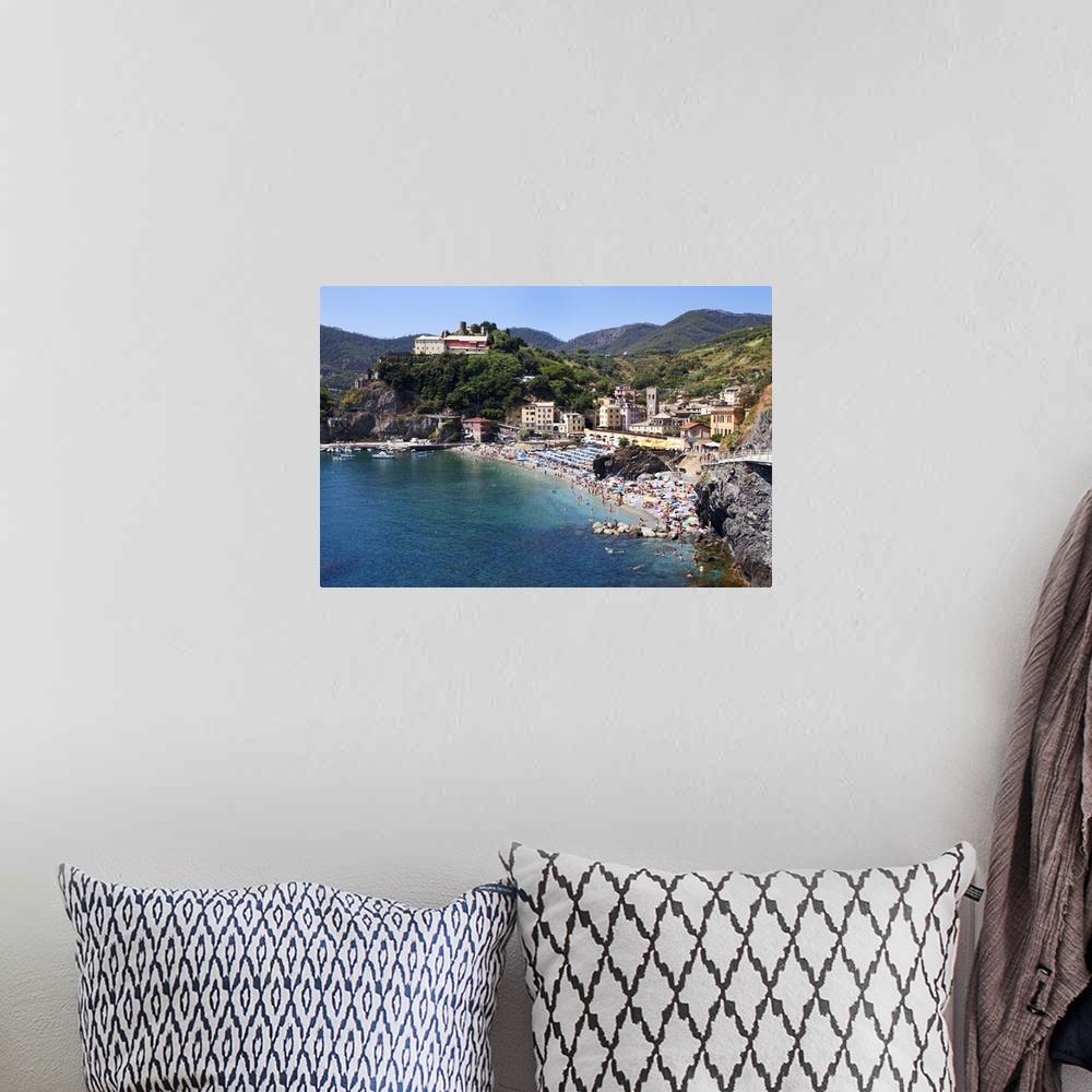A bohemian room featuring The Old Town Beach at Monterosso al Mare from the Cinque Terre Coastal Path, Cinque Terre, UNESCO...