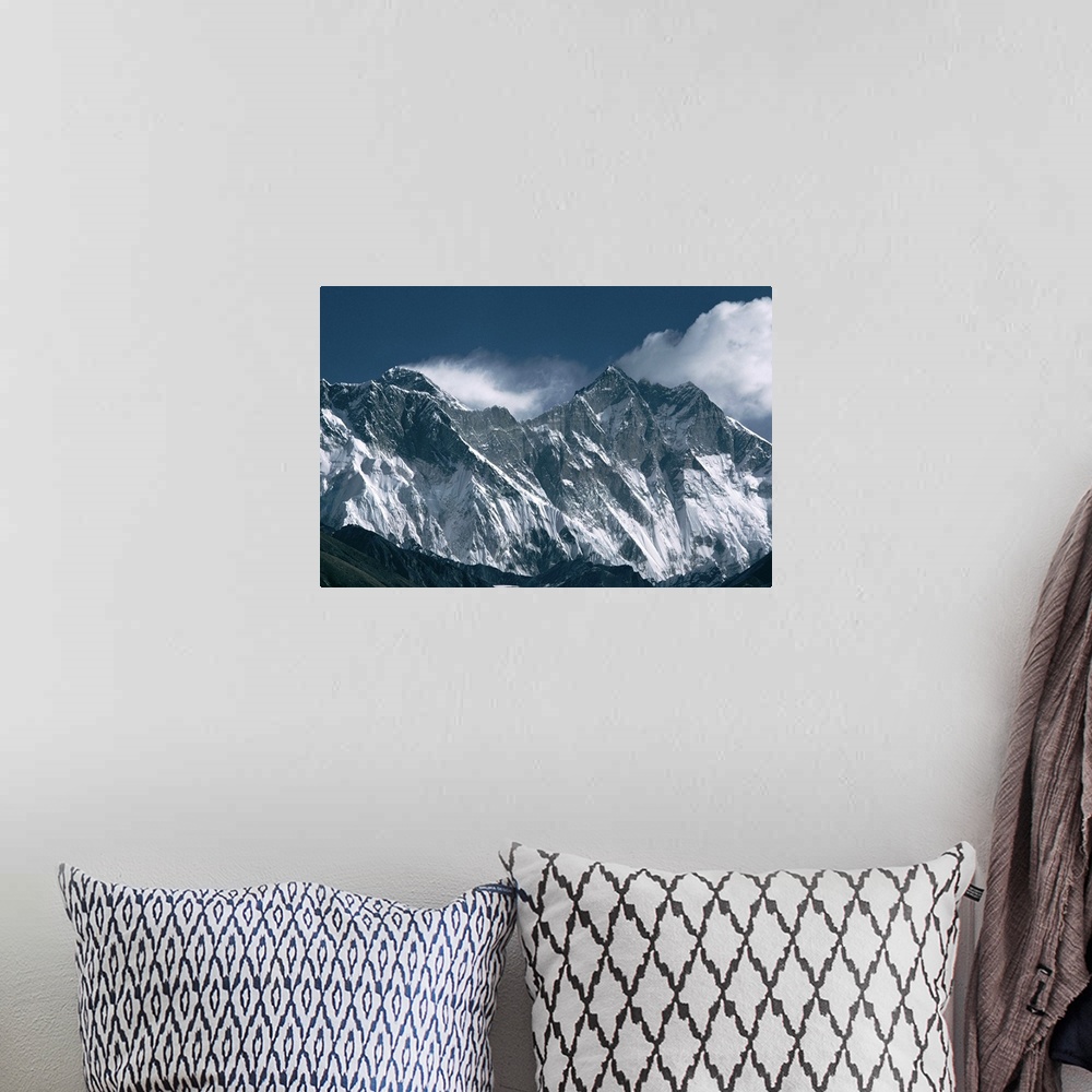 A bohemian room featuring Mount Everest, seen over Nuptse ridge, Himalayas, Nepal, Asia