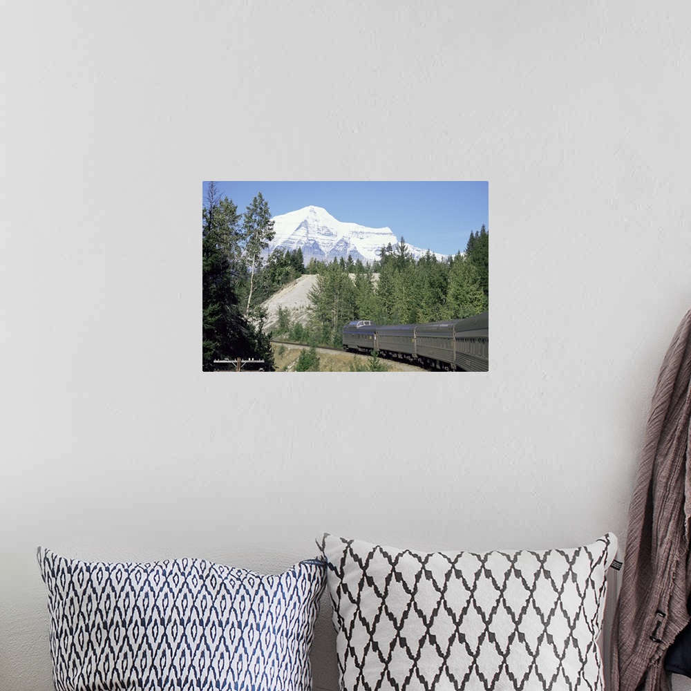 A bohemian room featuring Mount Robson seen from Canadian transcontinental express, British Columbia, Canada