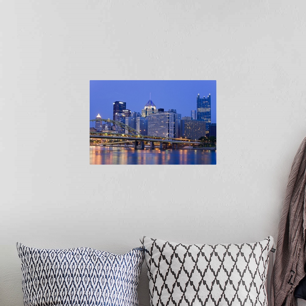 A bohemian room featuring Pittsburgh skyline and the Allegheny River, Pittsburgh, Pennsylvania