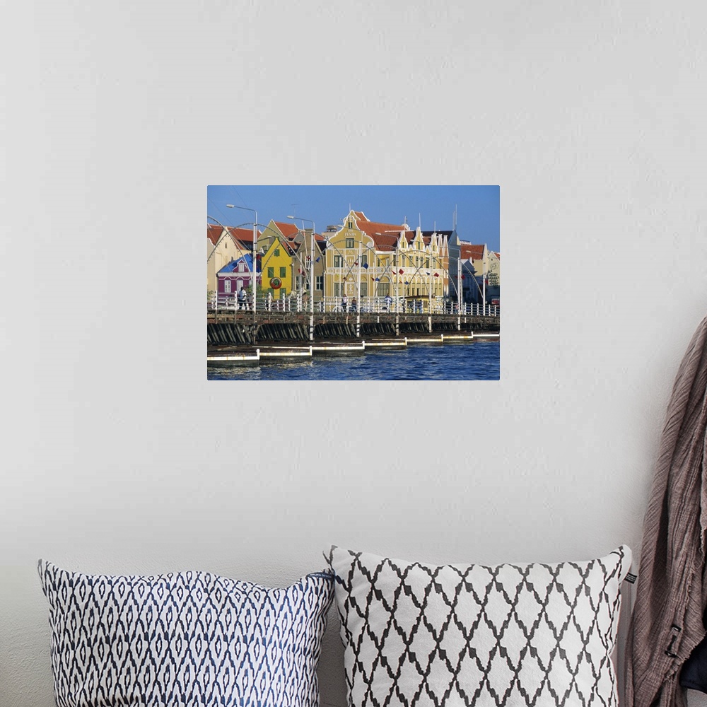 A bohemian room featuring Queen Emma pontoon bridge, Willemstad, Curacao, Caribbean