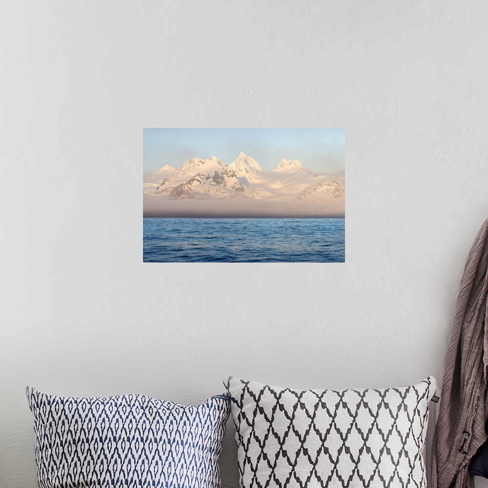 A bohemian room featuring Snow covered mountains on South Georgia West coast, South Georgia and the Sandwich Islands, Antar...