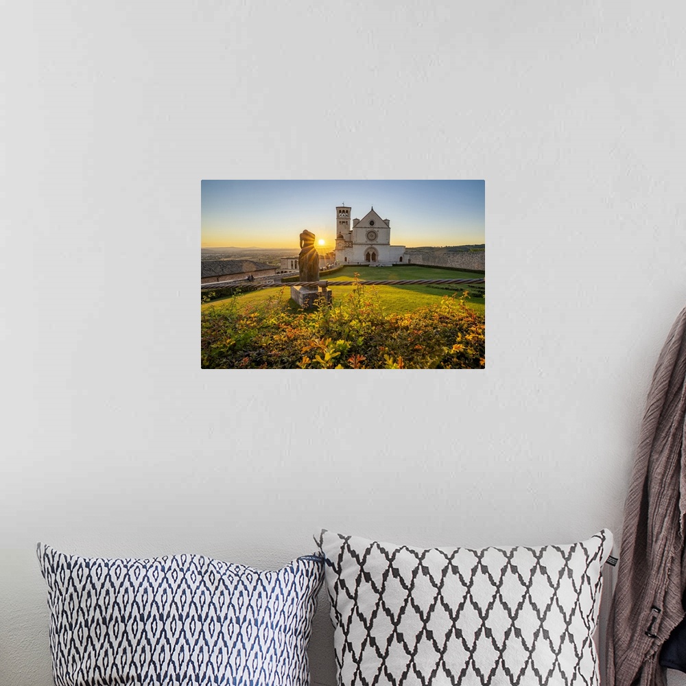 A bohemian room featuring St. Francis Cathedral at sunset, UNESCO World Heritage Site, Assisi, Umbria, Italy, Europe