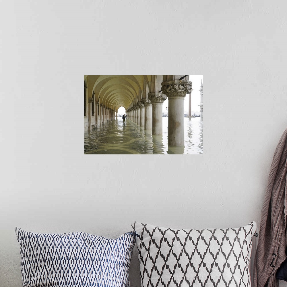 A bohemian room featuring St. Mark's Square during the high tide in Venice, November 2019, Venice, UNESCO World Heritage Si...