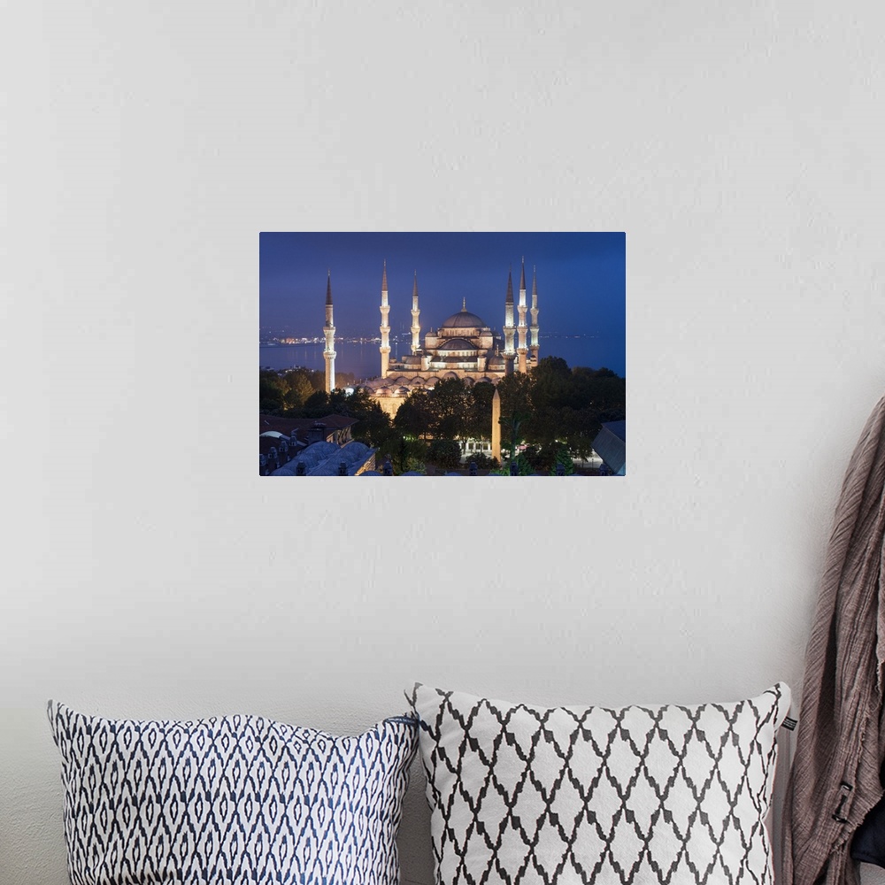 A bohemian room featuring Sultan Ahmet Mosque (Blue Mosque) at twilight, Istanbul, Turkey, Europe