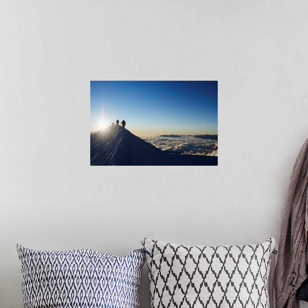 A bohemian room featuring Sunrise from summit of Mont Blanc, 4810m, Haute-Savoie, French Alps, France, Europe
