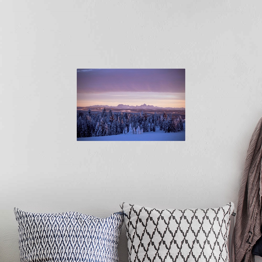 A bohemian room featuring Sunset on Grand Tetons from Two Tops, West Yellowstone, Montana