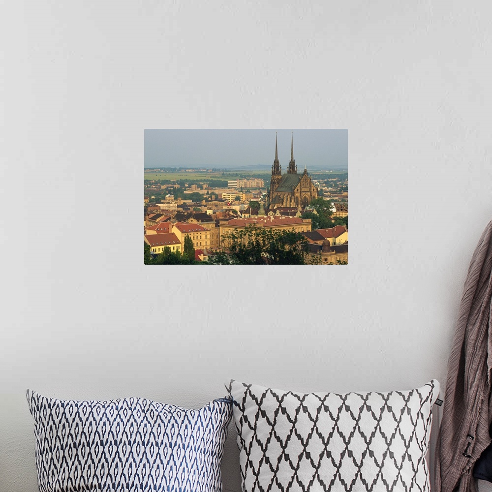 A bohemian room featuring The cathedral and skyline of the city of Brno in South Moravia, Czech Republic