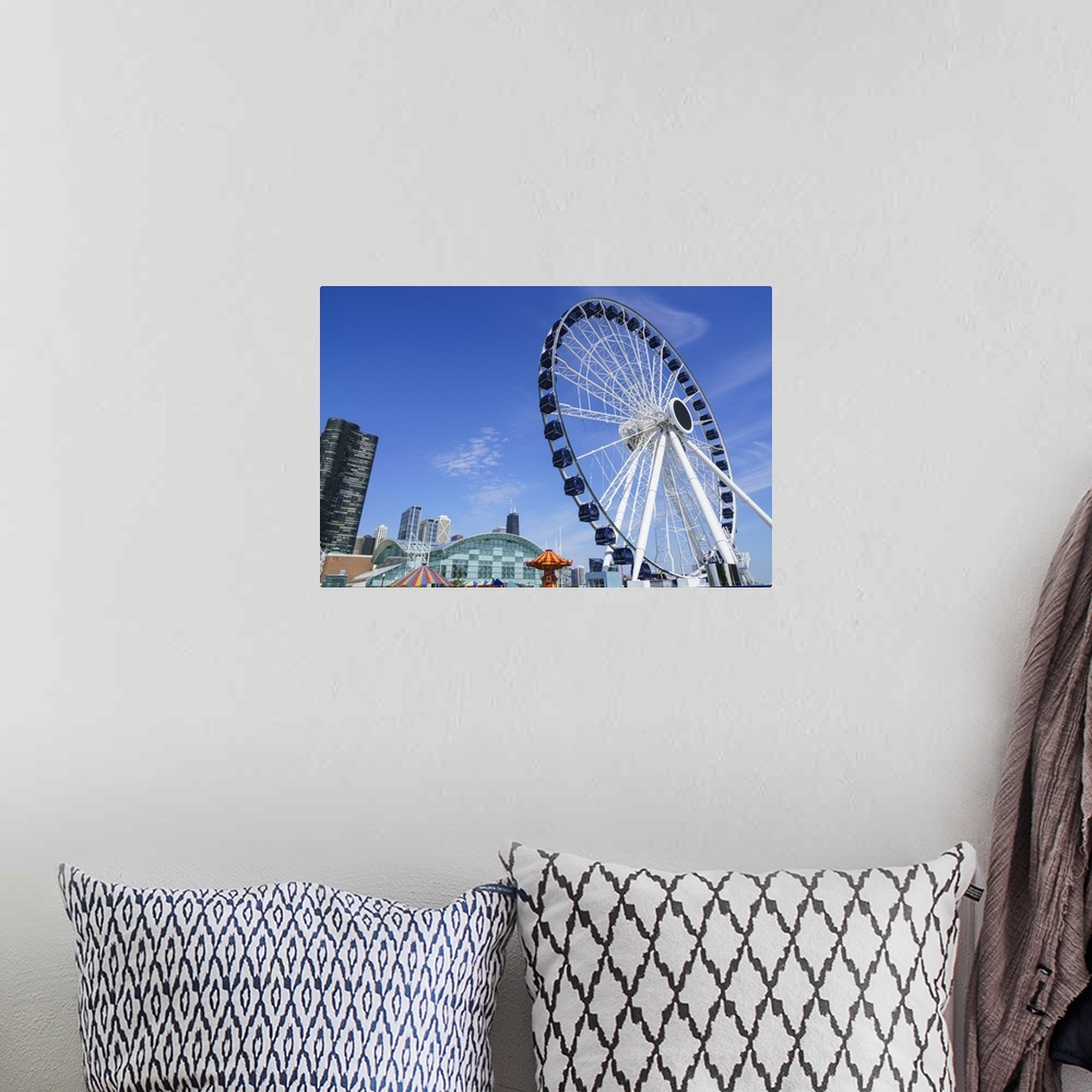 A bohemian room featuring The ferris wheel on Navy Pier, Chicago, Illinois, United States of America, North America