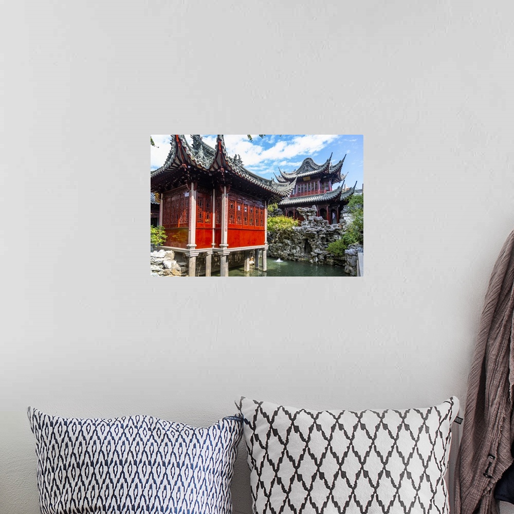 A bohemian room featuring View of traditional Chinese architecture in Yu Garden, Shanghai, China, Asia