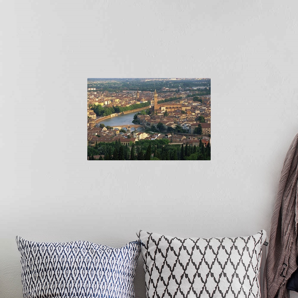 A bohemian room featuring View over the town of Verona and the River Adige, Verona, Veneto, Italy