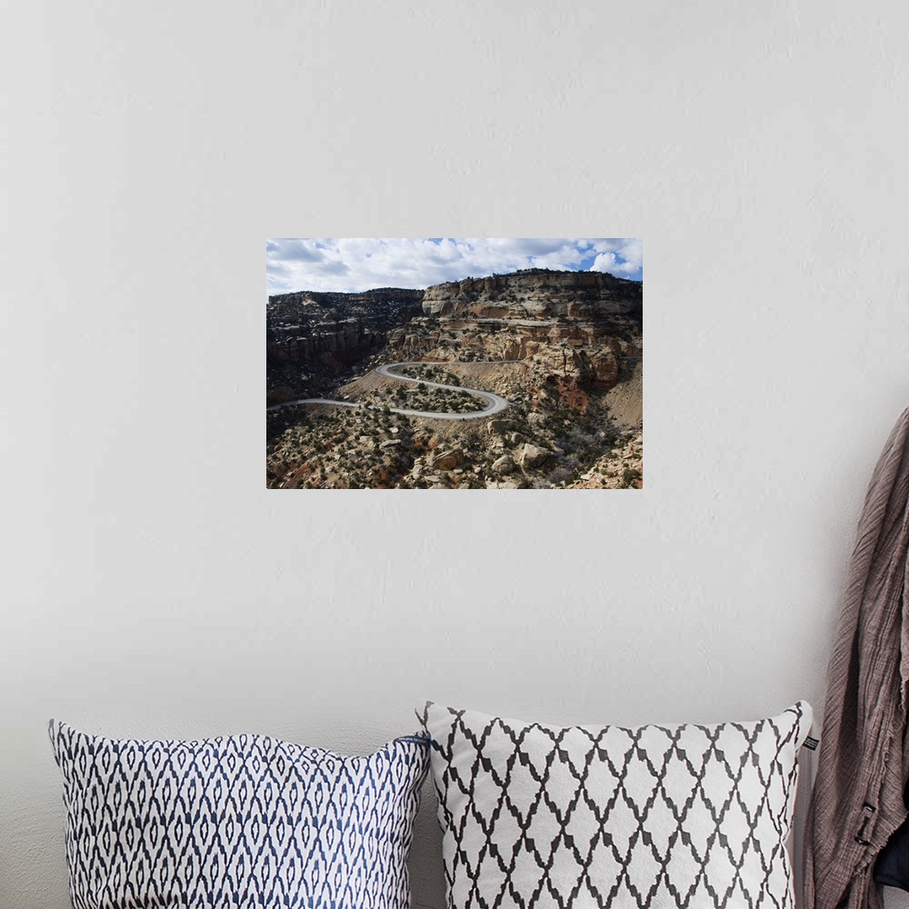 A bohemian room featuring Winding mountain road in plateau and canyon country, Colorado National Monument