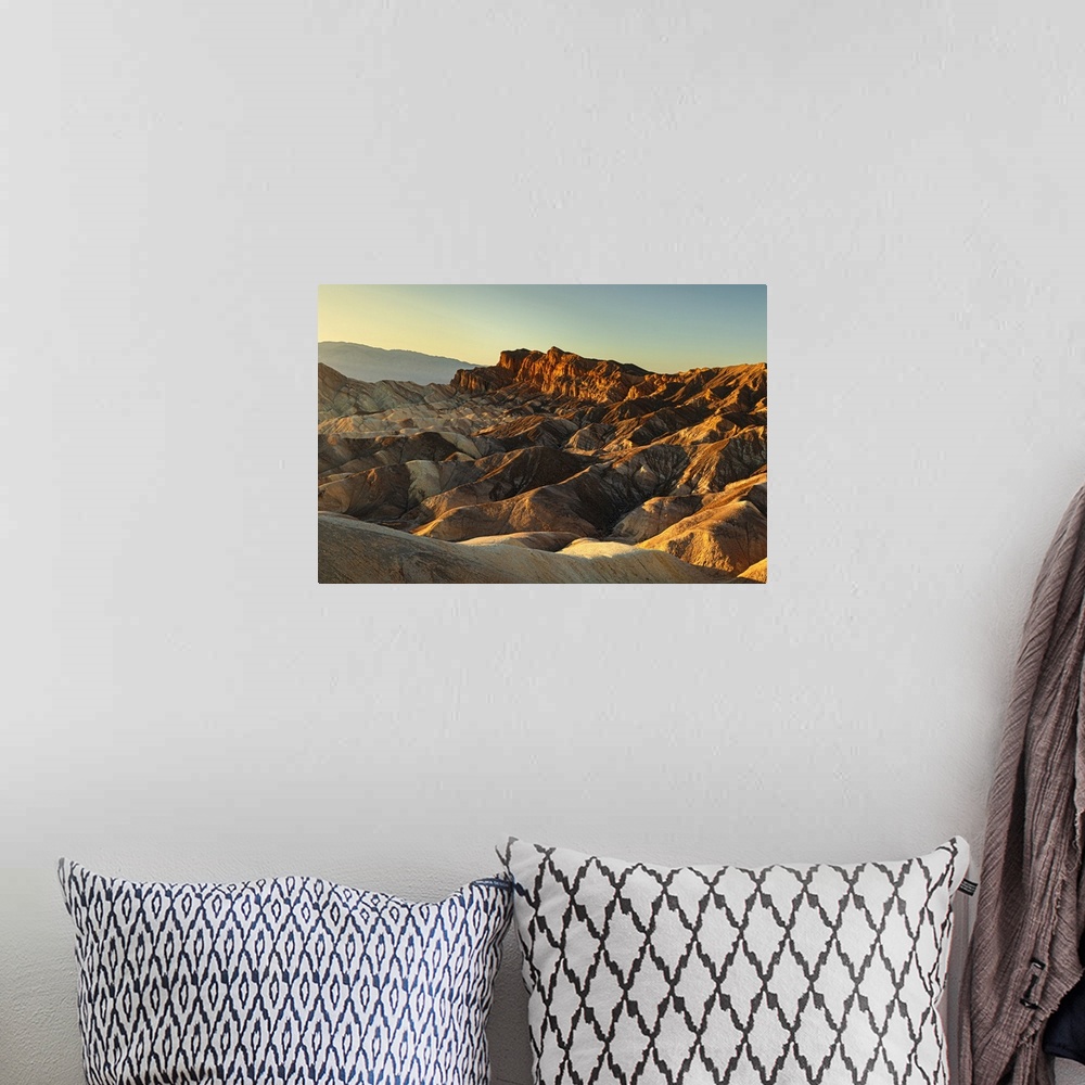 A bohemian room featuring Zabriskie Point at sunrise, Death Valley National Park, California, United States of America, Nor...