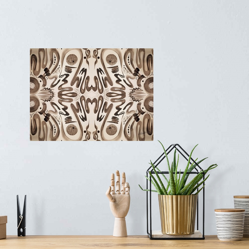 A bohemian room featuring Sepia Squiggle Pattern