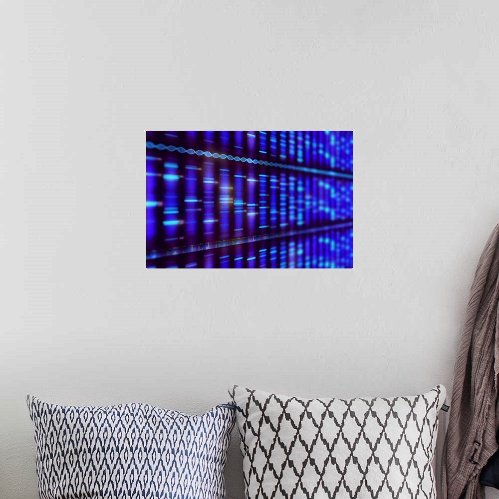 A bohemian room featuring Dna sequencing, illustration.