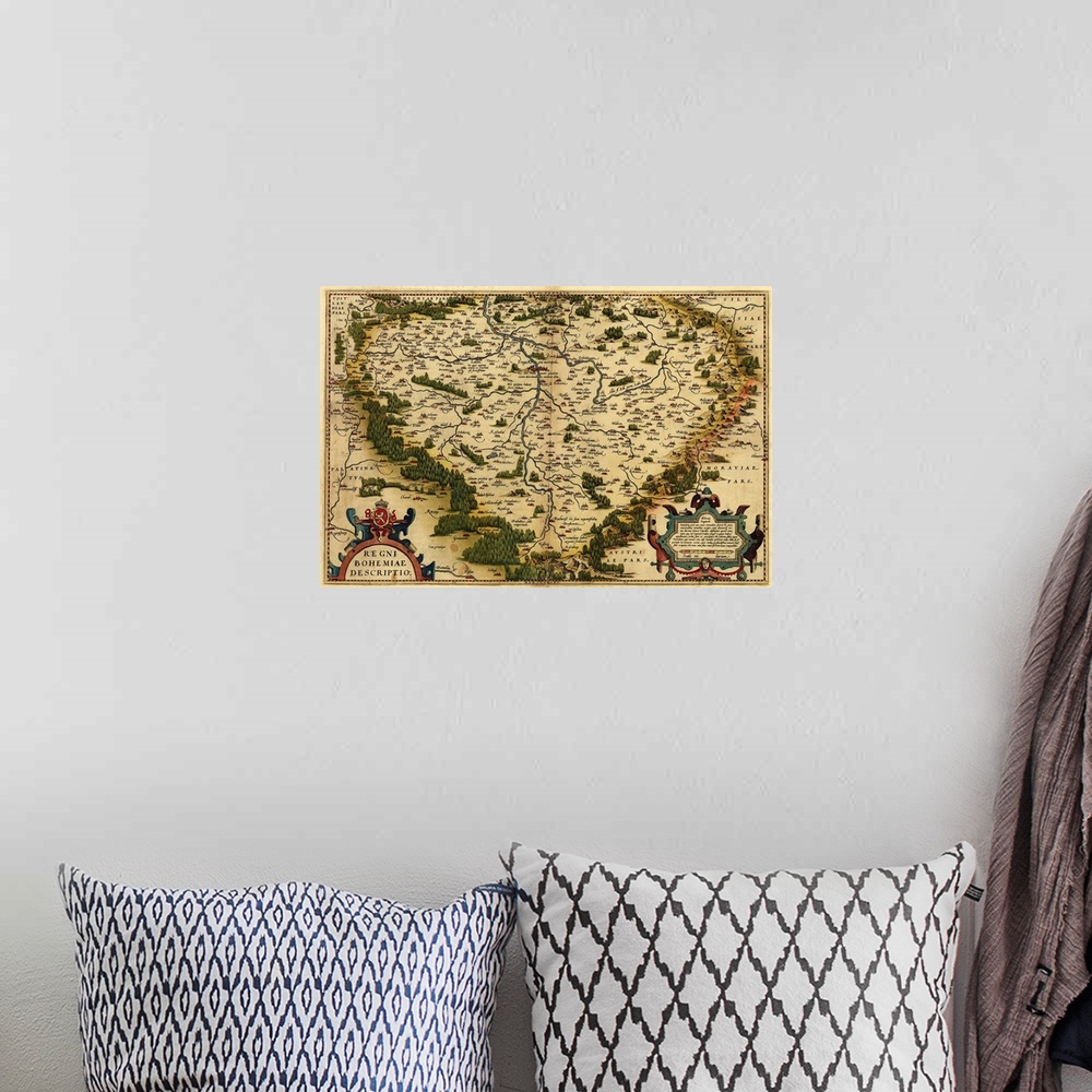 A bohemian room featuring Ortelius's map of Bohemia. This map is from the 1570 first edition of Theatrum orbis terrarum ('T...