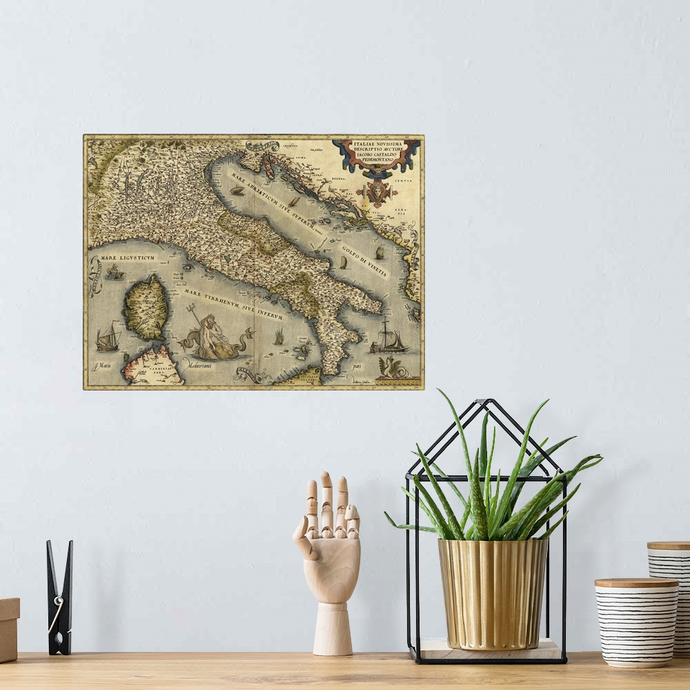 A bohemian room featuring Ortelius's map of Italy. This map is from the 1570 first edition of Theatrum orbis terrarum ('The...