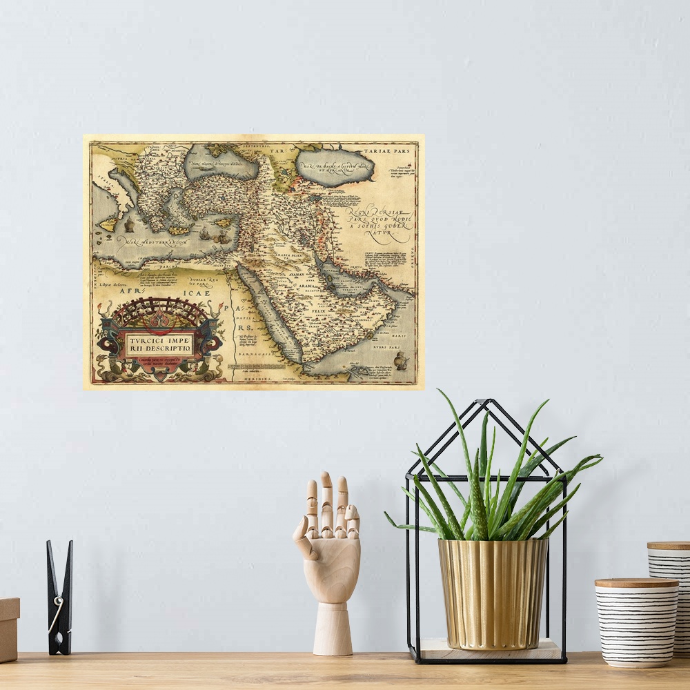 A bohemian room featuring Ortelius's map of the Ottoman Empire. This map is from the 1570 first edition of Theatrum orbis t...