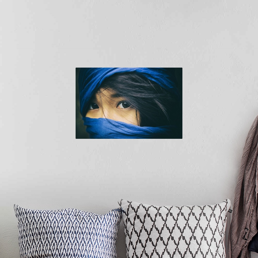 A bohemian room featuring Beautiful Asian girl with blue scarf