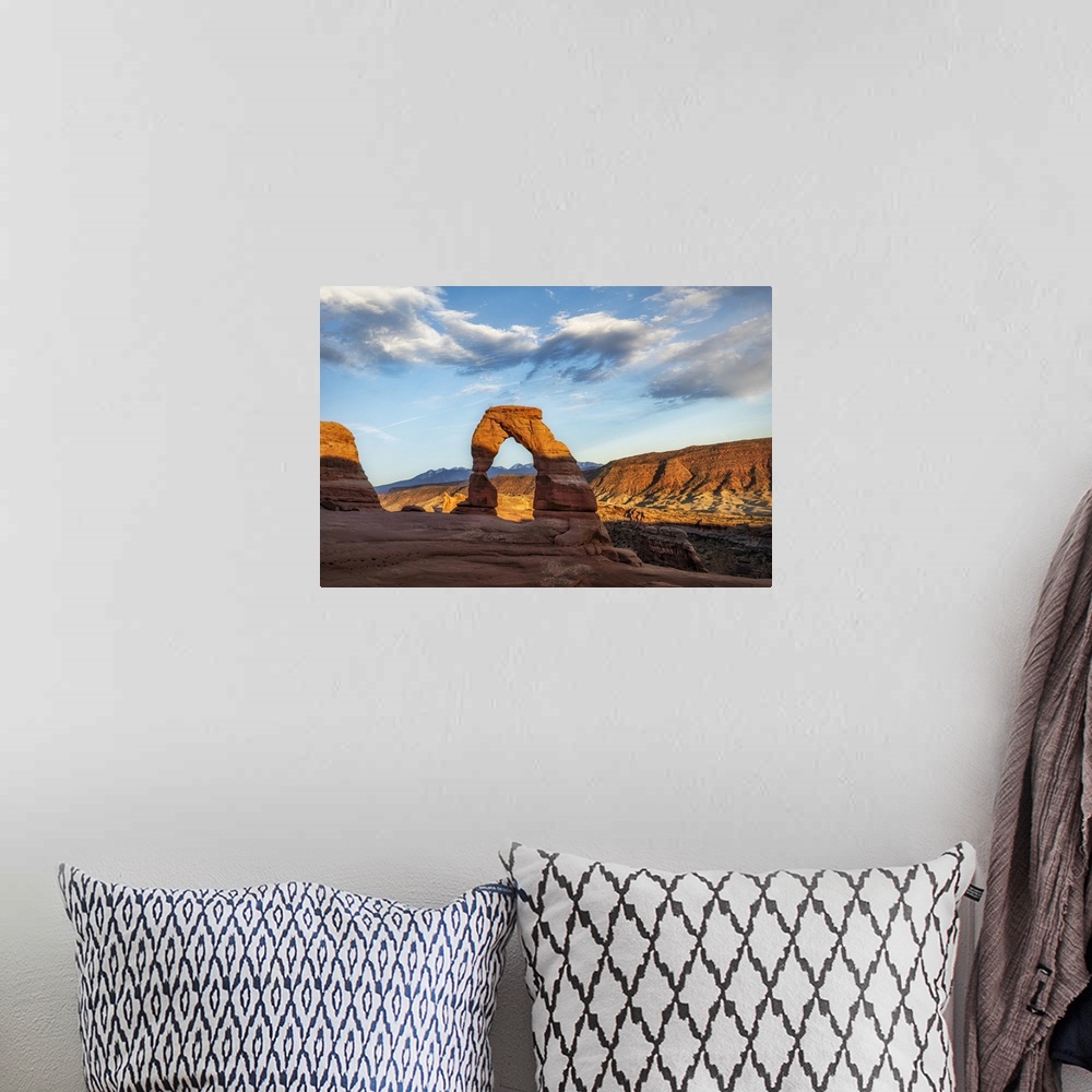 A bohemian room featuring Delicate Arch in Arches National Park.